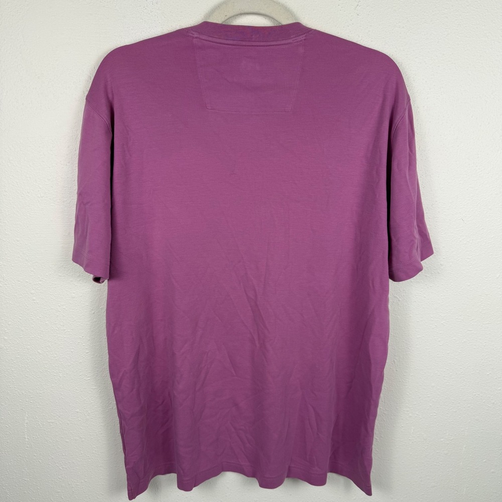 Bugatchi Uomo Mens Purple V-Neck Short Sleeve T-Shirt Size M Regular Fit Solid - Picture 2 of 8